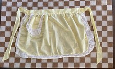 Vintage Yellow Apron Lace Trim Pocket Cottagecore Grannycore Kitchen Decor OS