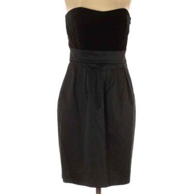 banana republic black strapless dress NEW NWT Velvet Mixed Media LBD Sheath sz 2 SELECT SIZE:L 26 Tall body length NECKLINE_Halter Ripley Rader Backless Turtleneck