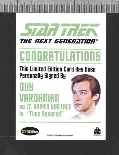 Star Trek Next Generation Complete 2 2012 autograph card Guy Vardaman - Picture 2 of 2