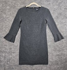 Madewell Dress Womens XS Gray Knit Long Sleeve Shift Flare Cuffs Minimal