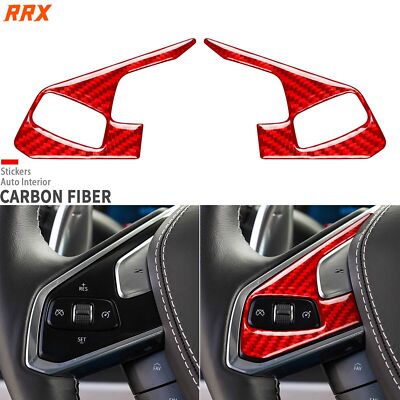 Red Carbon Fiber Steering Wheel Button Cover For Chevrolet Corvette C8 2020-2025