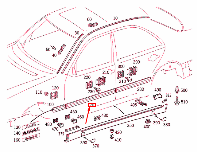 Neu MERCEDES-BENZ E W210 Tür-Mittelleiste vorne rechts A21069004829999 Original