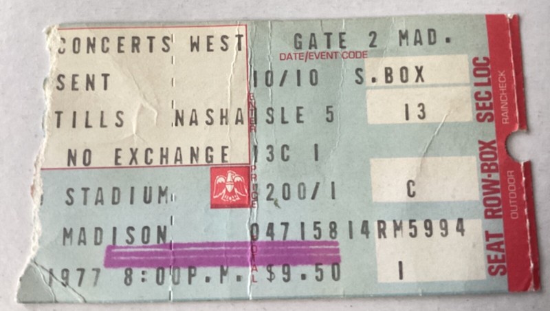CROSBY STILLS & NASH November 1977 Concert Tix @ CHICAGO STADIUM Ticket Stub CSN