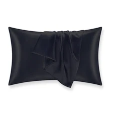 NOCHKA 100% Pure Mulberry Silk Black Pillowcase  - Handmade in USA