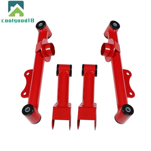 For 1979-2004 Ford Mustang Rear Lower&Upper Red Carbon Steel Control Arms 4PC - Foto 2 di 11