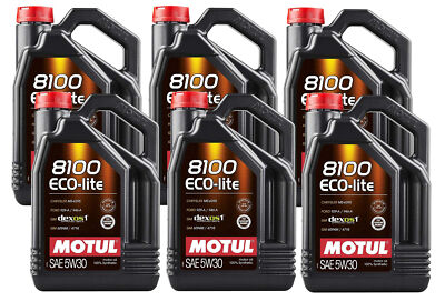 Motul 8100 ECO-LITE 5W30 - 30 Liters - Fully Synthetic Engine Motor Oil (6 x 5L)