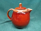Vintage Hull Pottery Brown Drip Ball Shaped Tea Pot & Lid Oven Proof USA 5 In