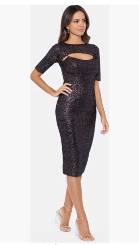 Betsy & Adam Black/Bronze Front Cutout Sequin Sheath Dress. Sz 10. NWT! - Picture 4 of 22