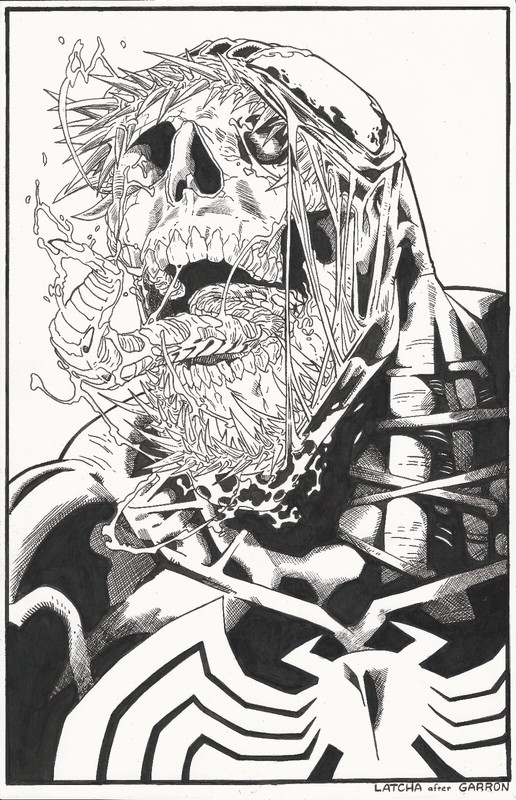 Venom Amazing Spider-Man Cover Recreation Original art OA Spiderman skull comic