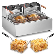 Electric Deep Fryer 22L Commercial Countertop Fryer Restaurant w/ 3 Basket New