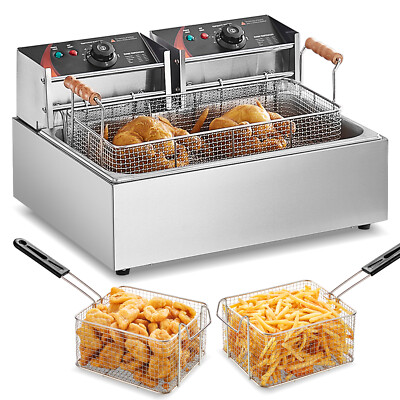#ad Electric Deep Fryer 22L Commercial Countertop Fryer Restaurant w 3 Basket New $98.99