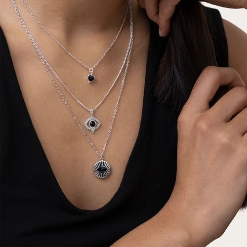 BIGIOTTERIA DONNA VESTOPAZZO LO53158 PLACCATA ARGENTO COLLANA OCCHIO EGIZIANO - Foto 2 di 3