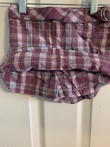 Nuevo con etiquetas Pantalón Corto Cherokee Niñas Púrpura a Cuadros con Cinturón de Cinta Talla XS (4/5) - Imagen 3 de 4