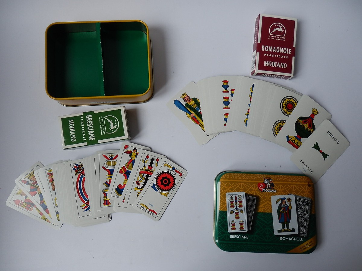 CARTE GIOCO MODIANO bresciane romagnole cofanetto collezionisti metallo 2  mazzi | eBay