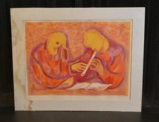 Suzanne Tourte (1904-1979) - Lithograph Print - "Floutist" Flute Player  - 1966