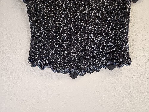 VTG Papell Boutique Evening Black Beaded Blouse SZ M - Picture 4 of 7