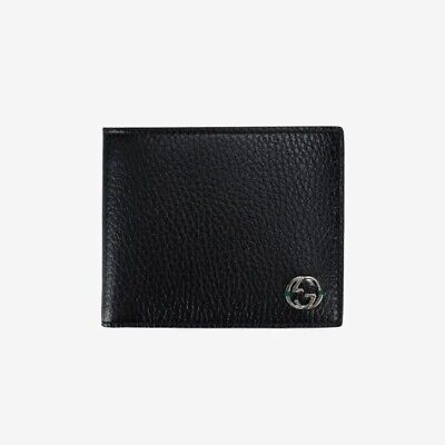 ★人気★【GUCCI】★GG Interlocking Bi-Fold Wallet Blac.k★ NEW Gucci Interlocking GG Bifold Leather Wallet Black with