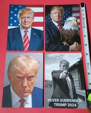 (4) Large MAGA Refrigerator Magnet Set- DONALD TRUMP MUGSHOT- NEVER SURRENDER!