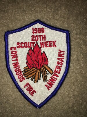 Boy Scout Week 1986 Shield Continuous Fire Blackhawk Area Council Illinois Patch
