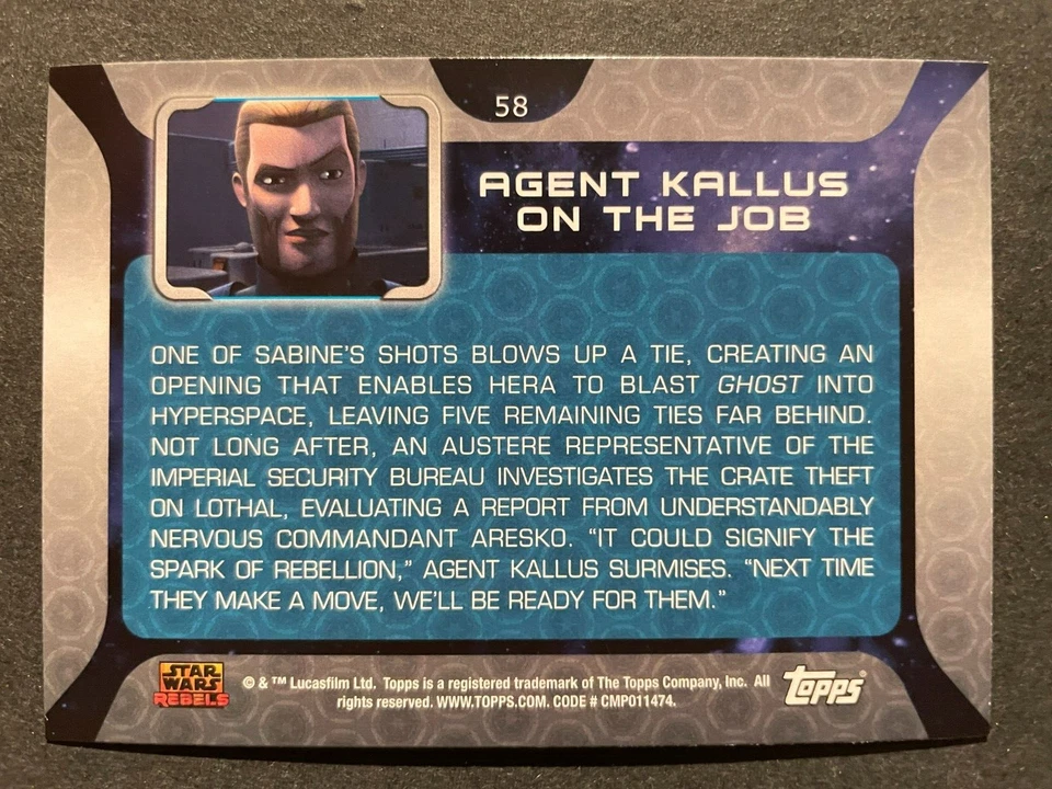 Agent Kallus On The Job 2015 Topps Star Wars Rebels #58 Rainbow FOIL Parallel - Image 2 of 2