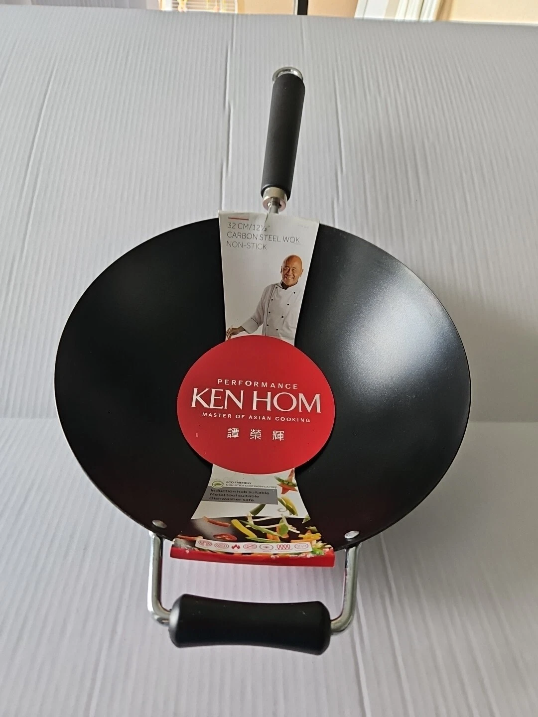 Ken Hom Master Of Asian Cooking 32cm/ 12.5" Carbon Steel Wok New .