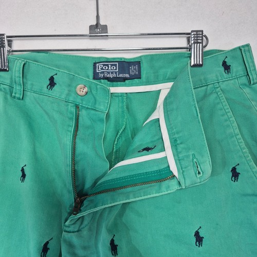 Polo Ralph Lauren Prospect Shorts Mens 34 Green Pony All Over Print Embroidered - Picture 2 of 6