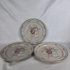 3 pc Marmalade Goose Berry Patterned Chop Plates Serving  Stoneware 12.25"D