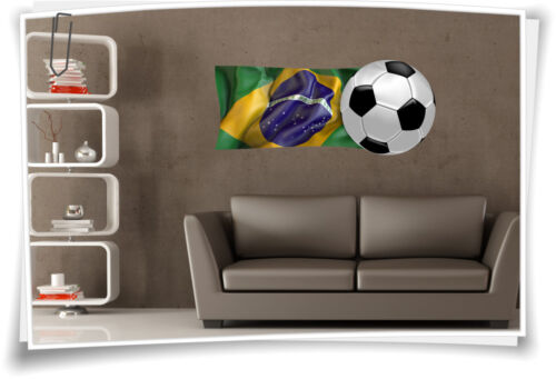 Wandbild Brasilien Flagge Aufkleber Fahne Fußball Aufkleber Sport EM WM Pokal - Bild 1 von 2