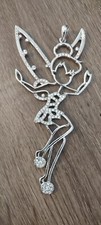 Large 5" Tinkerbell Pendent charm Silver Disney Rare HTF