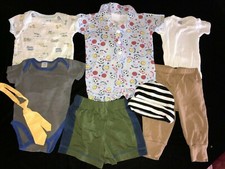 8 pc BABY BOYS LOT size 3/6 month NECK TIE ROMPER SPORTS SHORTS SNAP BOTTOM TEES