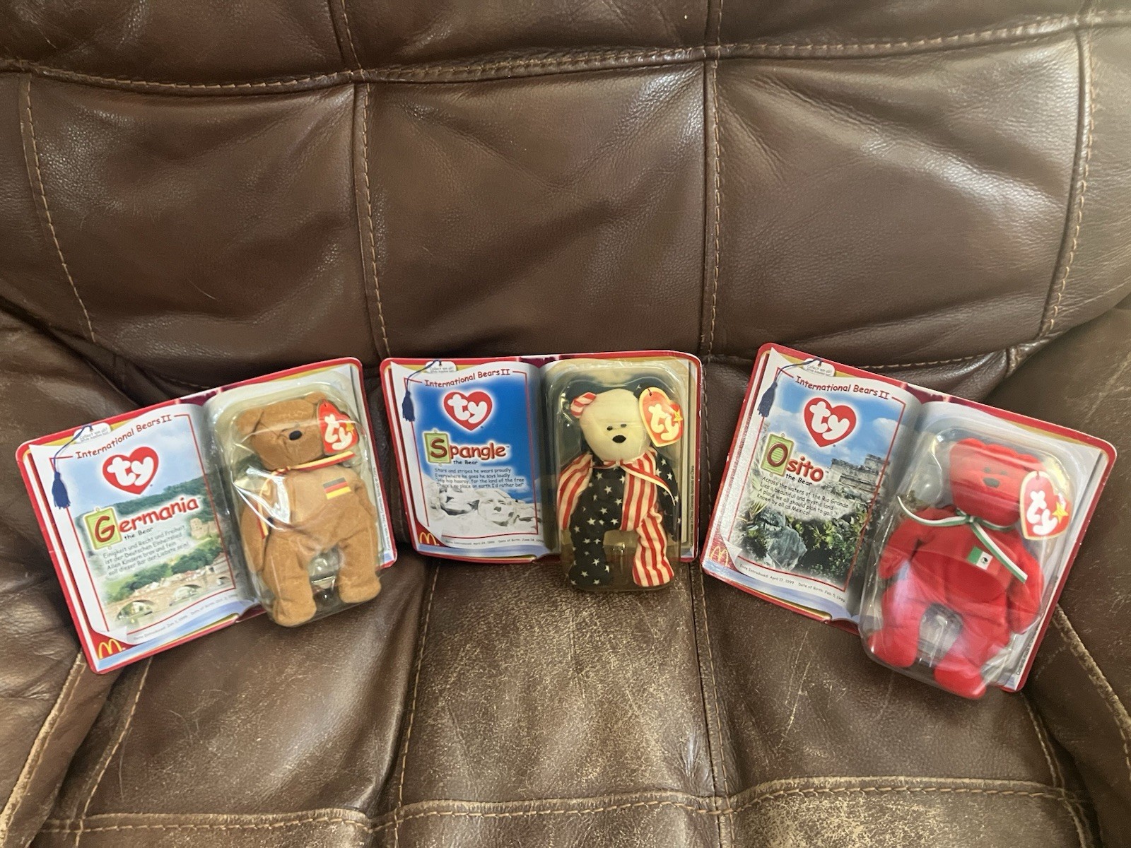 2000 TY Beanie Babies International Bears II (Germania, Spangle, Osito) - New