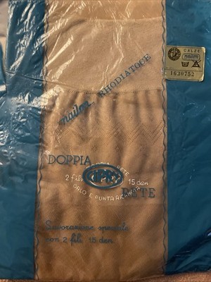 Paar Original Vintage Socken X Strumpfhalter Marke Cipry Farbe Beige Größe 8e1/2