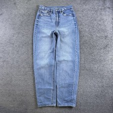 American Eagle Baggy Jeans Womens 6 28x32 High Rise Wide Leg Distressed Light