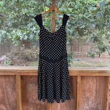 Searle Women's Vintage Black Jersey Polka Dot Midi Dress Size 10