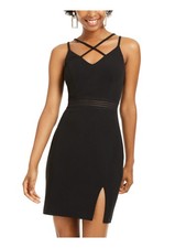 CITY STUDIO Womens Body Con Mini Dress Spaghetti Strap V Neck Cocktail