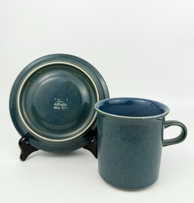Arabia of Finland Baltic Sea Mug Cup Saucer Set Gorgeous Near Mint #4