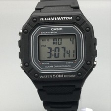 Casio 3224 W-218H Mens Watch 42mm Black Digital Illuminator Alarm Day Date