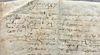 VERITABLE PARCHEMIN ANCIEN 13 JUIN 1587 / 30X23 CM / BRETAGNE