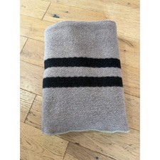 Vintage Wool Blanket Grey Black Stripe Camp Bed Throw Cozy Warm