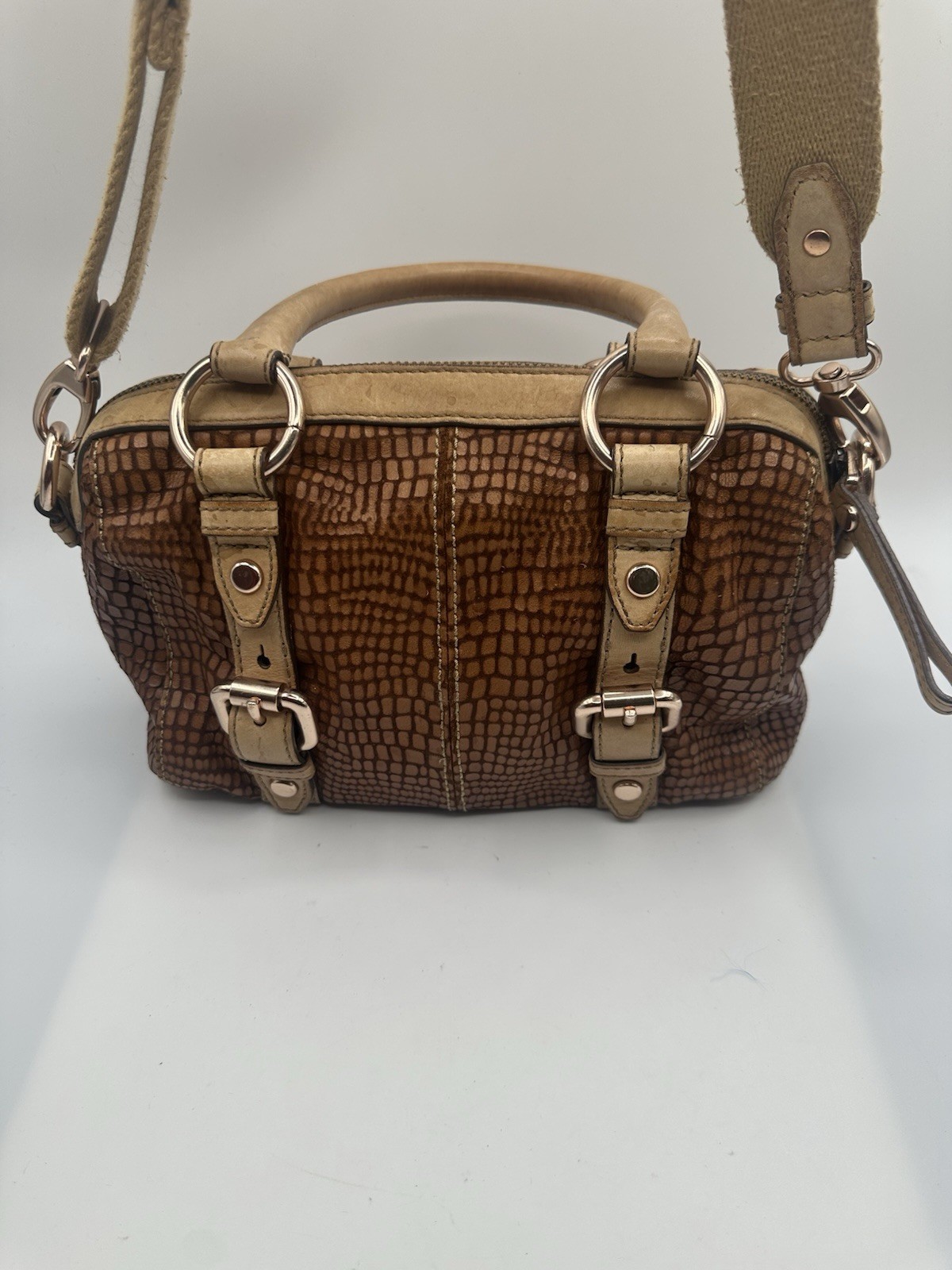 FOSSIL MADDOX BROWN PYTHON PRINT LEATHER SATCHEL … - image 3