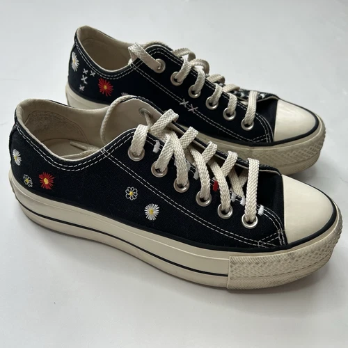 Converse donna 5.5 All Star Chuck Taylor CTAS platform basso ricamo floreale