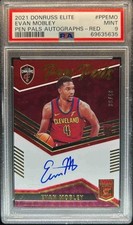 2021 Panini Donruss Elite Evan Mobley Pen Pals Red RC Auto #36/49 PSA 9