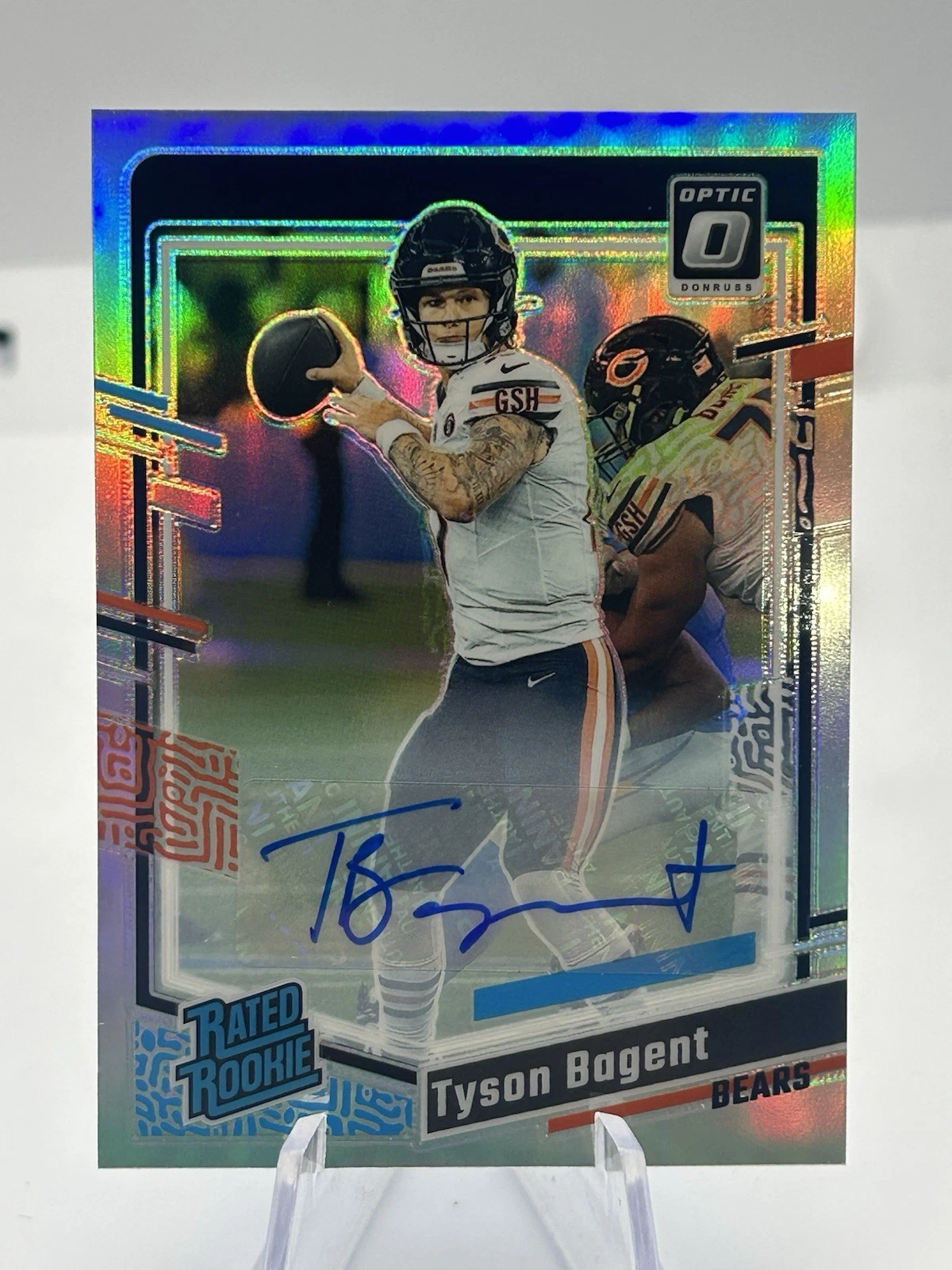 2023 Panini Donruss Optic Rated Rookie Holo Prizm Auto #216 Tyson Bagent /150