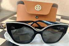 Tory Burch TY7184U Cat Eye Oversized Designer Sunglasses Black Gray UV400