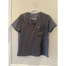 FIGS Technical Collection Gray Short Sleeve Scrub Top Sz M One Chest Pocket