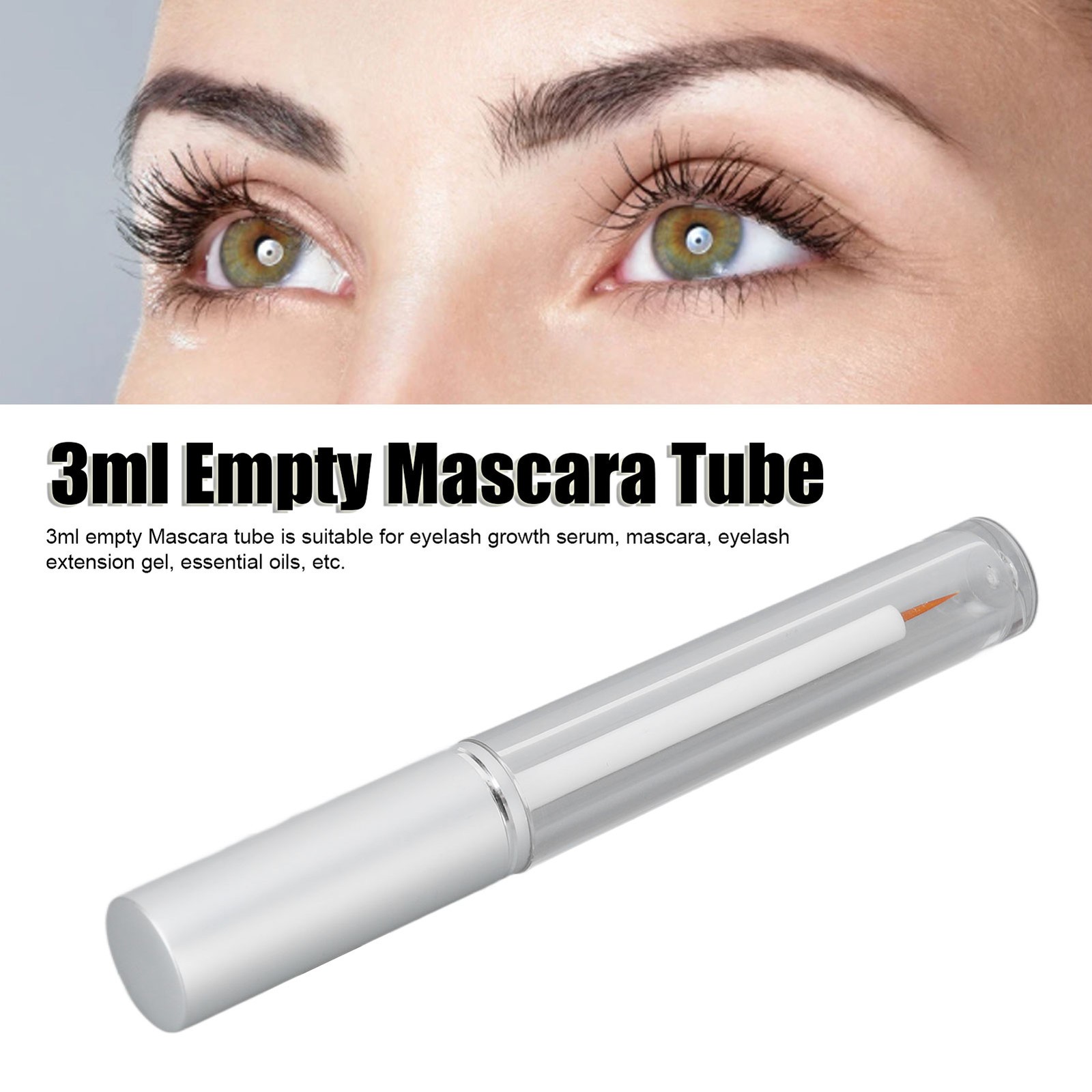 5Pcs 3ml Empty Mascara Tube Transparent Aluminum Cover Empty Container Bottl