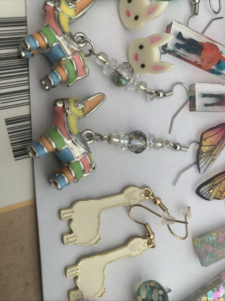 lote de 12 pendientes novedosos llamas piñata’s, aguacates, conejo, alas mariposa, Foto 3 de 4