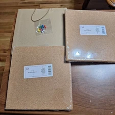 Cork Board lot of 3 - 10 x 10 inch with hanger or peel and stick on back side