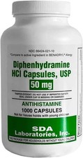 SDA Labs Diphenhydramine 50mg 1000 Ct. Capsules For Allergy Relief