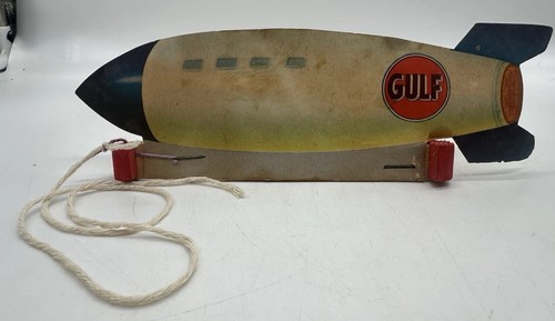 Vintage 1930s Gulf No-Nox Gas Rocket Ship Aero Whirl Sound String Toy